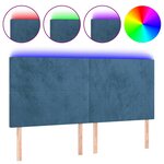vidaXL Tête de lit à LED Bleu foncé 160x5x118/128 cm Velours