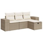 vidaXL Salon de jardin avec coussins 4 Pièces beige résine tressée