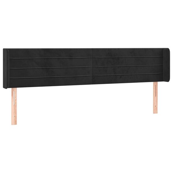vidaXL Tête de lit avec oreilles Noir 203x16x78/88 cm Velours