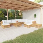 vidaXL Salon de jardin 12 Pièces avec coussins Bois de teck solide