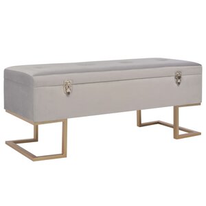 Banc banquette avec compartiment de rangement 105 cm velours gris 02_0010879