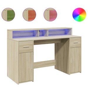 vidaXL Bureau avec lumières LED chêne sonoma bois d'ingénierie
