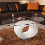 vidaXL Table basse avec dessus de table en verre ovale Blanc brillant