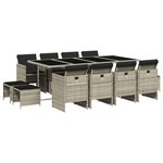 vidaXL Ensemble à manger de jardin et coussins 13 Pièces gris clair rotin