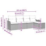 Ensemble de 5 Pièces Canapé de Jardin avec Coussins Gris Poly Rattan