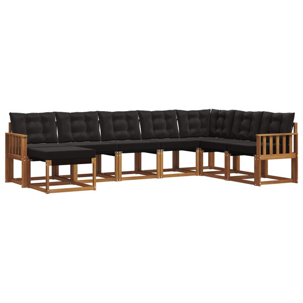 vidaXL Ensemble de canapés d'extérieur 8 pc Naturel et Noir