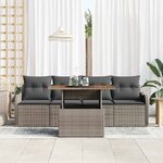 vidaXL Ensemble de canapé de jardin 5 Pièces Gris Poly rotin