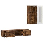 vidaXL Ensemble meuble TV FLORIN Chêne fumé Bois d'ingénierie