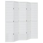 vidaXL Cloison de séparation 5 panneaux blanc bois de paulownia massif