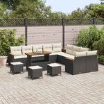 vidaXL Ensemble de canapé de jardin 14 Pièces Noir Poly rotin