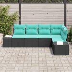 vidaXL Ensemble de canapé de jardin avec coussin 5 Pièces Noir polyrotin
