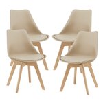 Lot de 4 chaises de salle à manger similicuir hêtre beige 03_0006760