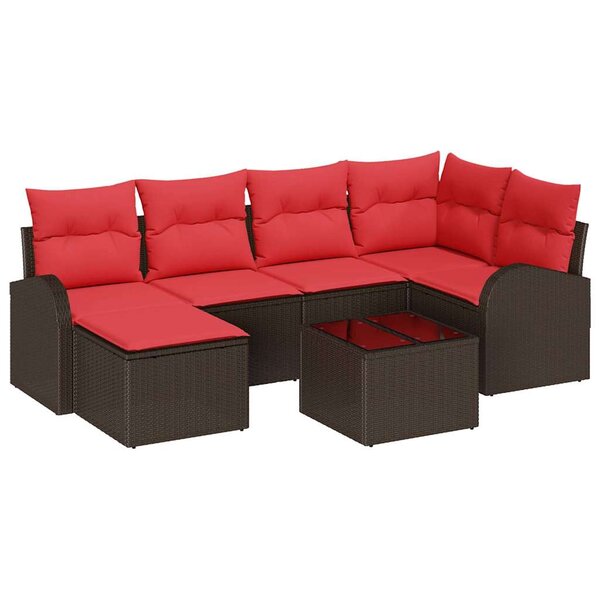 vidaXL Ensemble de canapé de jardin 7 Pièces Marron Poly Rattan