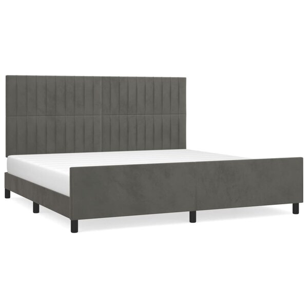 vidaXL Cadre de lit avec tête de lit Gris foncé 200x200 cm Velours