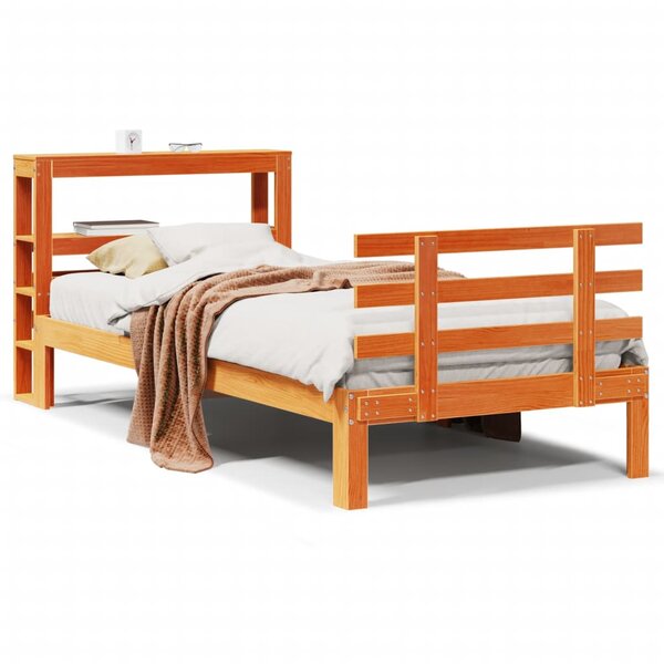vidaXL Cadre de lit avec tête de lit sans matelas cire marron 75x190cm