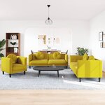 vidaXL Ensemble de canapés 3 Pièces avec coussins jaune velours