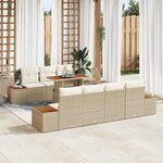 vidaXL Ensemble de canapé de jardin 8 Pièces Beige Poly rotin