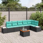 vidaXL Ensemble de canapé de jardin 7 Pièces Noir et turquoise