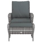vidaXL Chaise de jardin avec tabouret gris résine tressée