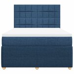 vidaXL Sommier à lattes de lit avec matelas Bleu 140x200 cm Tissu
