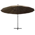 vidaXL Parasol suspendu avec poteau taupe 3 m