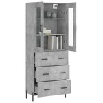 vidaXL Buffet haut Gris béton 69 5x34x180 cm Bois d'ingénierie