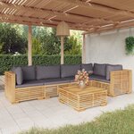 vidaXL Salon de jardin 6 Pièces avec coussins Bois de teck solide