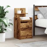 vidaXL Table de chevet avec 2 tiroirs vieux bois 38x34x80 cm
