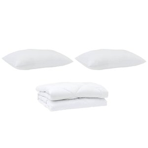 vidaXL Couette avec oreiller 3 Pièces Blanc Microfibre