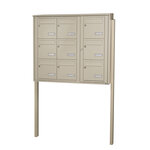 Bloc collectif Leabox 3x3 grade 3 simple face extérieur fixation sur pieds à sceller ivoire ral 1015 finition brillante