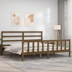 vidaXL Cadre de lit avec tête de lit marron miel 200x200cm bois massif