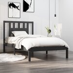 vidaXL Cadre de lit Gris Bois de pin massif 90x200 cm