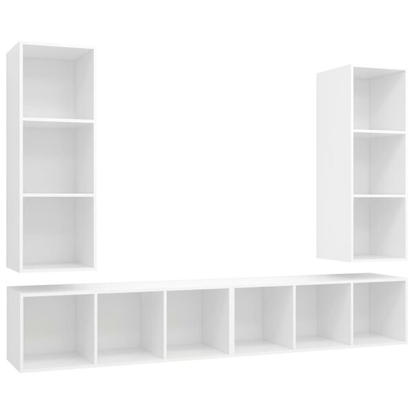 vidaXL Meubles TV muraux 4 Pièces Blanc Aggloméré