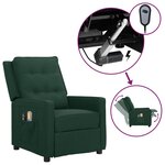 vidaXL Fauteuil électrique de massage Vert foncé Tissu