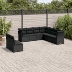 vidaXL Salon de jardin 9 Pièces avec coussins noir résine tressée