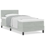 vidaXL Lit à ressorts avec matelas Gris clair 100 x 200 cm tissu