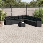vidaXL Salon de jardin 10 Pièces avec coussins noir résine tressée