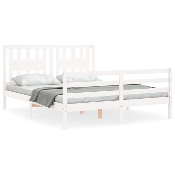 vidaXL Cadre de lit sans matelas blanc 160x200 cm bois massif
