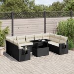vidaXL Salon de jardin 10 Pièces avec coussins noir résine tressée