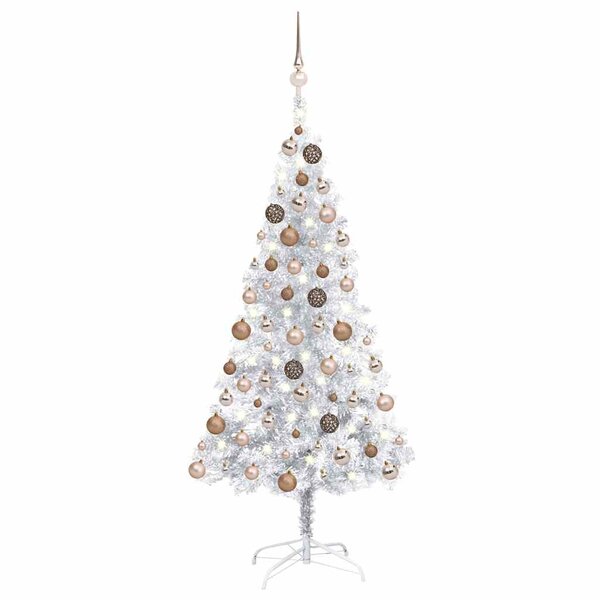 vidaXL Arbre de Noël artificiel pré-éclairé/boules argenté 150 cm PET
