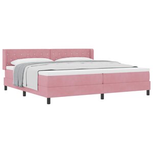 vidaXL Lit à ressorts avec matelas Rose 200 x 200 cm Polyester