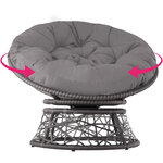 Tectake Fauteuil papasan en rotin Gargano  - gris