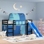 vidaXL Lit mezzanine enfants avec tunnel sans matelas bleu 90x190 cm