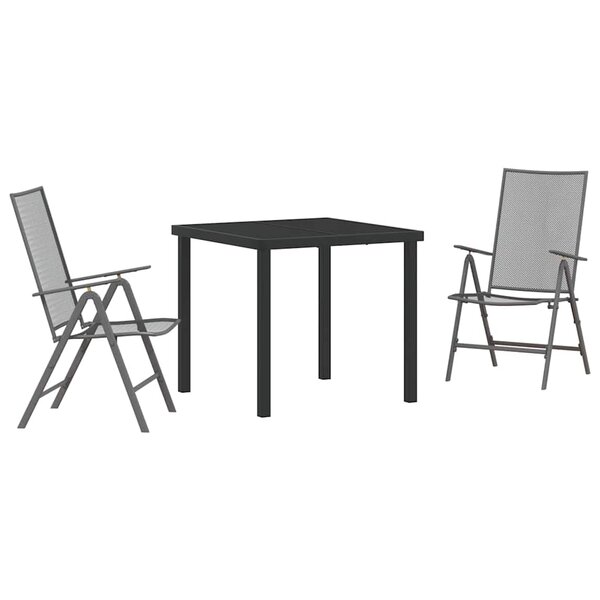 vidaXL Ensemble de salle à manger pour jardin 3 Pièces Anthracite Acier