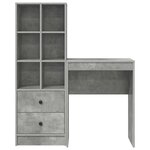 vidaXL Bureau avec rangement 2 Pièces Gris béton 45 5 x 34 x 127 cm