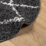vidaXL Tapis shaggy à poils longs moderne noir et crème Ø 80 cm
