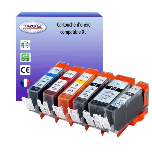 12 Cartouches compatibles avec Canon Pixma MP980, MP990  remplace Canon PGI-520 XL, CLI-521 XL - T3AZUR