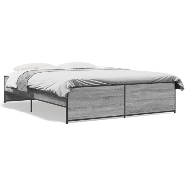 vidaXL Cadre de lit sans matelas sonoma gris 150x200 cm