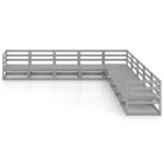 vidaXL Salon de jardin 9 Pièces gris bois de pin massif