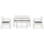 vidaXL Salon de jardin 4 Pièces avec coussins Plastique Blanc